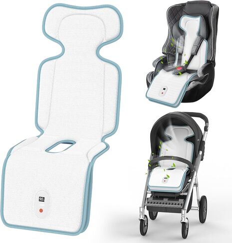 Baby Stroller Cooling Pad,Car Seat Cooler with 2 Built-in Blower Fan| 10h maxRuntime & 10000mAh Battery | 3-Speed Adjustable & Breathable 3D Mesh,Baby Carseat Cushion,Baby Essentials in Summer in Saudi Arabia