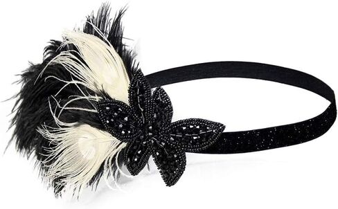 العشرينات من القرن العشرين ، عائدات رأس Gatsby Gatsby Flapper Beadbled Wedding for Bride Roaring 20's Art Deco Hair Clip in Saudi Arabia