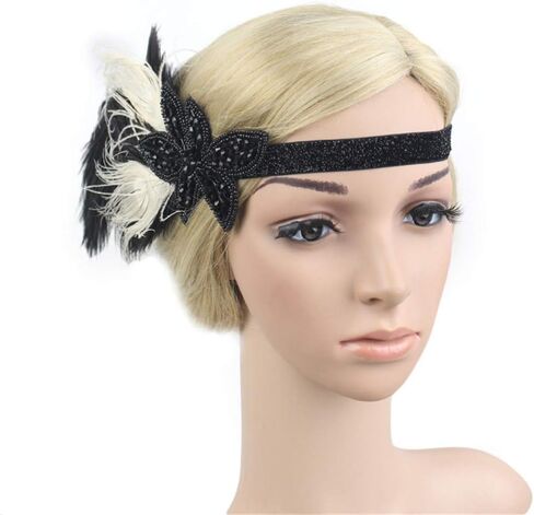 العشرينات من القرن العشرين ، عائدات رأس Gatsby Gatsby Flapper Beadbled Wedding for Bride Roaring 20's Art Deco Hair Clip in Saudi Arabia