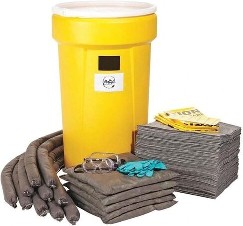 Spill Kit, 52 Gallon Volume Absorbed per Kit, 55 Gallon Container Capacity, Yellow, 144 Components, Mfr: SPKU-55-A in Saudi Arabia