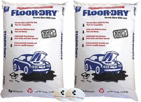 2 Pack All Purpose Loose Absorbent, 9 qt Volume Absorbed Per Pkg, 25 lb Weight, Universal, Unscented, Off White with Stickers in Saudi Arabia