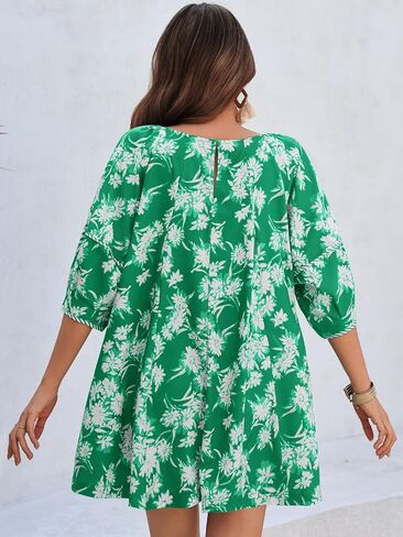 جرس Cicy Womens Summer Floral Romper فضفاضة مغرفة فانوس فانوس مختصرة مختصرة من ملابس الشاطئ الأمامية (القهوة ، X-Large) in Saudi Arabia