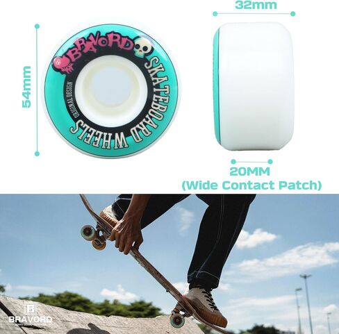 Skatebaord Wheels, 54mmX32mm 100A Skateboard Wheels for Skate Bowl, Trick, Street- Set of 4 in Saudi Arabia