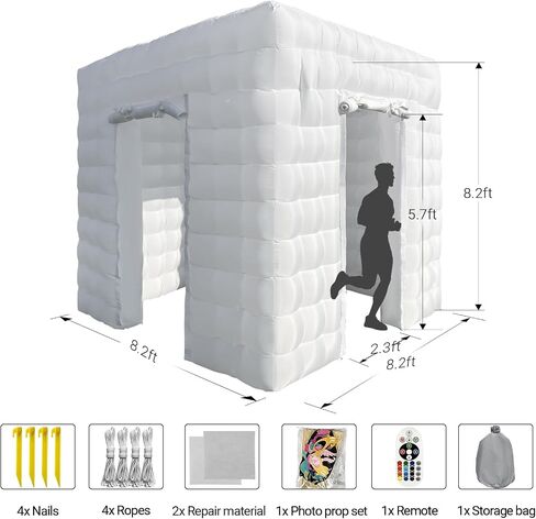 OZIS 1 Door Inflatable Photo Booth Enclosure 8.2ftx8.2ft with Blower 16 Colors Portable Inflatable Photo Booth Tent for Wedding, Party, Events, Proms, Birthday, Bars (White) in Saudi Arabia