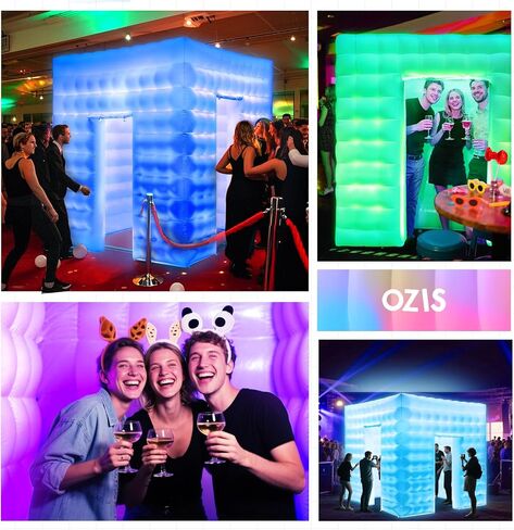 OZIS 1 Door Inflatable Photo Booth Enclosure 8.2ftx8.2ft with Blower 16 Colors Portable Inflatable Photo Booth Tent for Wedding, Party, Events, Proms, Birthday, Bars (White) in Saudi Arabia