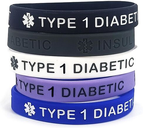 POYAMUSE 5pcs Rubber Medical Alert Bracelets – Type 1 or Type 2 Diabetic Wristbands for Women and Men in Saudi Arabia