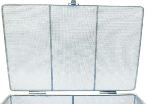 304 Stainless Steel Sterilization Basket with Silicone Mat & Lid, 11.81"x7.87"x2.75" (30x20x7cm) – Ultrasonic Perforated Mesh Tray for Ophthalmic, ENT Instruments, Cleaning & Sterilization in Kuwait