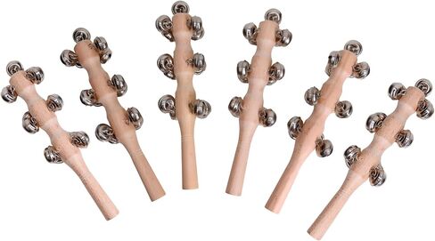 13 Bell Instruments Hand Bell Sleigh Bells Jingler Bell Stick ، ​​Hecrids Hand Jingle Bells Wooden Hand Gells (6 pcs) in Saudi Arabia