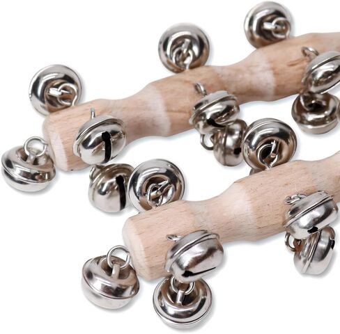 13 Bell Instruments Hand Bell Sleigh Bells Jingler Bell Stick ، ​​Hecrids Hand Jingle Bells Wooden Hand Gells (6 pcs) in Saudi Arabia