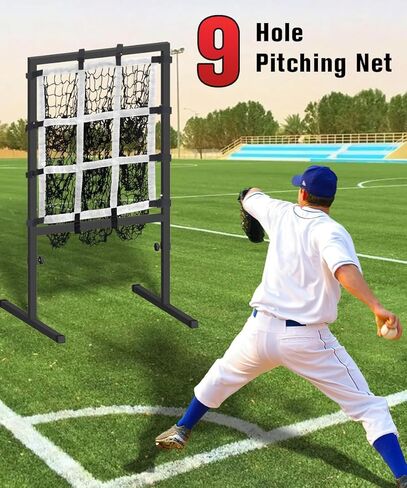 قائمة الانتظار 9 ثقب شبكة مع منطقة الإضراب ، شباك البيسبول باورنيت قابلة للتعديل مع جيوب مستهدفة للضرب ، معدات تدريبات البيسبول المستهدفة للبيسبول المستهدفة للضرب للضرب in Kuwait