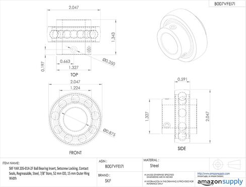 SKF YAR 208-2F Ball Bearing Insert, Setscrew Locking, Contact Seals, Regreasable, Steel, 40mm Bore, 80 mm OD, 21 mm Outer Ring Width in Saudi Arabia