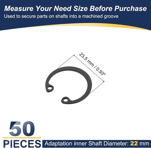 PATIKIL 50 PCS حلقات الاحتفاظ الداخلية ، 22 مم C-CLIP SNAP RING 65 المنجنيز الصلب الداخلي الاحتفاظ circlip snap for acuty shafts مسمار in Saudi Arabia