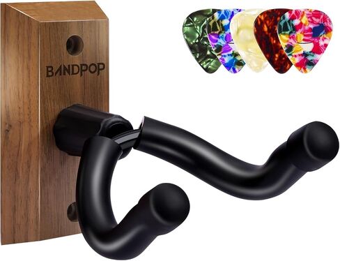 Guitar Wall Mount - Black Walnut Guitar Hanger with 5pcs Picks for Acoustic, Electric, Bass, Banjo, Mandolin in Saudi Arabia