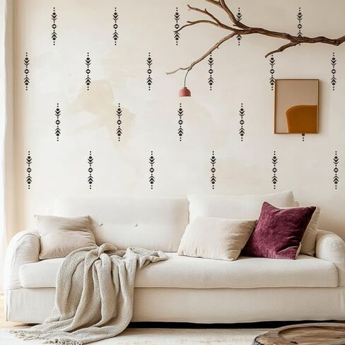 Southwestern Boho Wall Stencil – Large Nazas Geometric Aztec Pattern Reusable Stencil for Walls, Furniture, Canvas – Boho Tribal Wall Decor for Nursery, Bedroom, or Accent Walls JZY882 in Saudi Arabia
