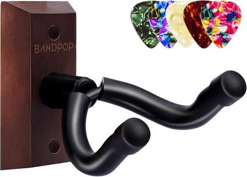 Guitar Wall Mount - Black Walnut Guitar Hanger with 5pcs Picks for Acoustic, Electric, Bass, Banjo, Mandolin in Saudi Arabia