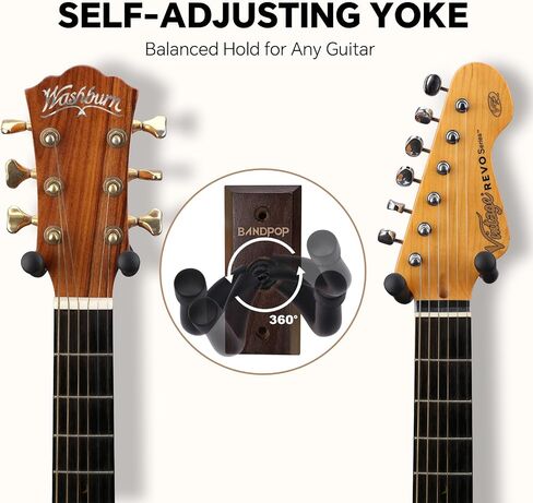 Guitar Wall Mount - Black Walnut Guitar Hanger with 5pcs Picks for Acoustic, Electric, Bass, Banjo, Mandolin in Saudi Arabia
