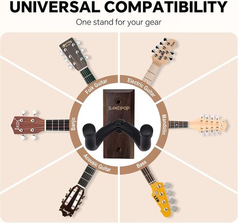 Guitar Wall Mount - Black Walnut Guitar Hanger with 5pcs Picks for Acoustic, Electric, Bass, Banjo, Mandolin in Saudi Arabia