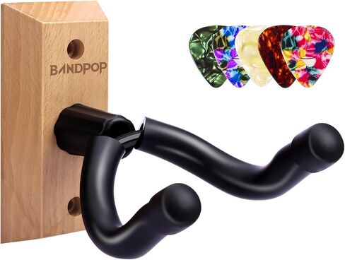 Guitar Wall Mount - Black Walnut Guitar Hanger with 5pcs Picks for Acoustic, Electric, Bass, Banjo, Mandolin in Saudi Arabia