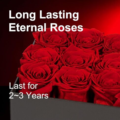 Joyflower المحفوظة في الصندوق ، الورود الحقيقية إلى الأبد هدية عيد الأم لأمي جدة ، والروود الأبدية الحمر in Kuwait