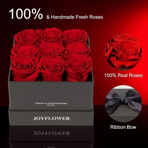 Joyflower المحفوظة في الصندوق ، الورود الحقيقية إلى الأبد هدية عيد الأم لأمي جدة ، والروود الأبدية الحمر in Kuwait