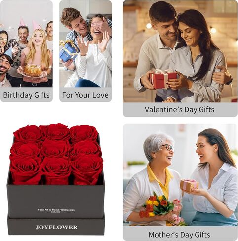Joyflower المحفوظة في الصندوق ، الورود الحقيقية إلى الأبد هدية عيد الأم لأمي جدة ، والروود الأبدية الحمر in Kuwait