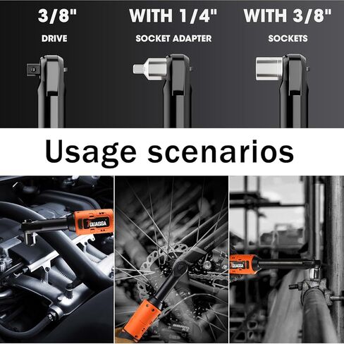 3/8" Cordless Electric Ratchet Wrench Set, 12V Power Ratchet Tool Kit With 2 Packs 2000mAh Battery And Charger, 45 FT-LBS Battery Powered Wrench with Infinitely Variable Speeds in Kuwait