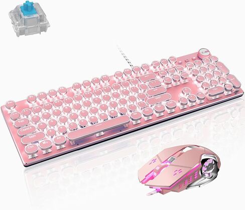 Basaltech Mechanical Gaming Keyboard and Mouse Combo, Pink in Kuwait