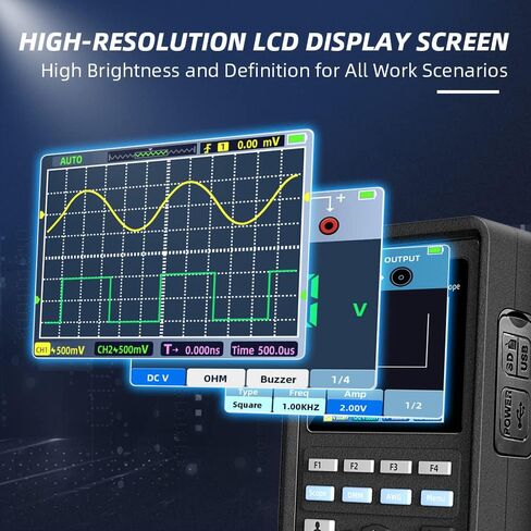 Hantek 2D72 Handheld Oscilloscope 70MHz Waveform Generator Multimeter 3 in 1 Multifunction Tester 2CH+AFG+DMM in Saudi Arabia