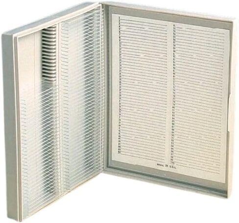Microscope Slide Storage Box with Numbered Slots, Holds 100 Standard Slides, Hinged Lid in Saudi Arabia