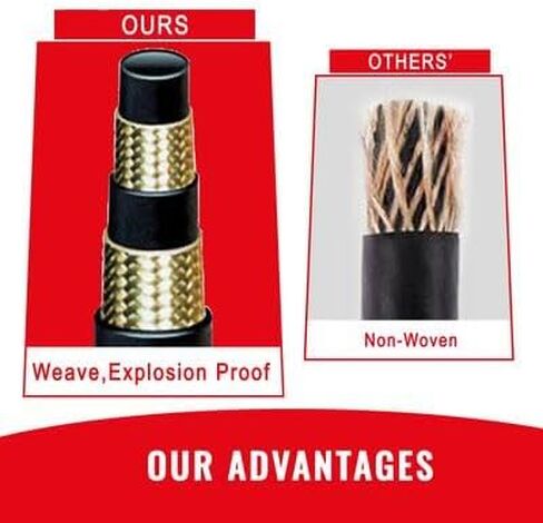 Happybuy Hydraulic Hose 3/8 inch x 100 ft, 4800 PSI Coiled Rubber Hose with 2 High-Tensile Steel Wire Braid, Flexible Bulk Hydraulic Hose -20°C to 140°C in Saudi Arabia