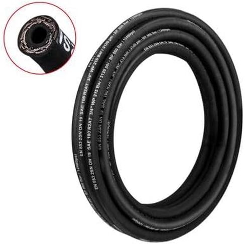 Happybuy Hydraulic Hose 3/8 inch x 100 ft, 4800 PSI Coiled Rubber Hose with 2 High-Tensile Steel Wire Braid, Flexible Bulk Hydraulic Hose -20°C to 140°C in Saudi Arabia