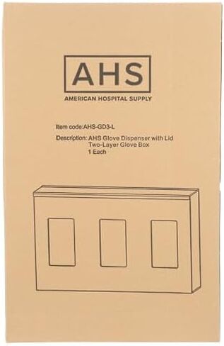 Triple Hygiene Dispenser with Lid [Pack of 1] – 3-Compartment Wall Mount Holder for Gloves, Face Masks, Hairnets, Tissues, Shoe Covers | 17.2x10.9x4.3 in in Kuwait