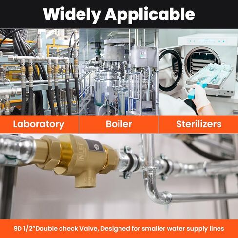 1/2 "9D-M3 Backflow Prefter ، صمام فحص مزدوج نحاس مع تنفيس في الغلاف الجوي الوسيط ، 1/2 بوصة صمام مانع التدفق الإناث ، 190T012 ، استبدال واتس in Kuwait