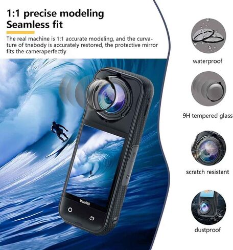 X4 Screen Protector & 360x4 Premium Lens Guards for Insta360 X4 accessories Outdoor Adventures, 9H Optical Tempered Glass, 98% Transparency, Water & Dust Resistant x4 insta 360 in Saudi Arabia