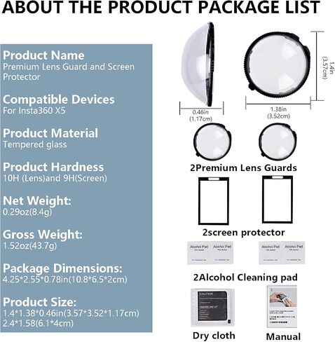 X4 Screen Protector & 360x4 Premium Lens Guards for Insta360 X4 accessories Outdoor Adventures, 9H Optical Tempered Glass, 98% Transparency, Water & Dust Resistant x4 insta 360 in Saudi Arabia