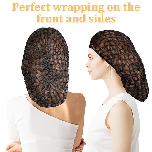 3 PCS Crochet Hair Net ، Hair Hair Net Net Mesh Crochet Hairs Wrap treatable Hairs Nets Cap Rheon Rheon Snood Caps Caps Areusable Swastic Shower Caps للنساء للنوم (الأسود) in Kuwait