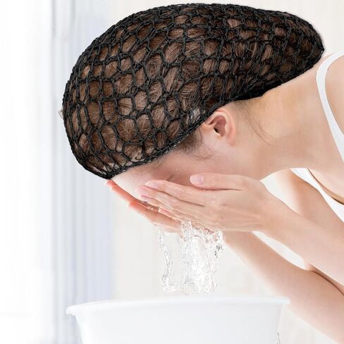 3 PCS Crochet Hair Net ، Hair Hair Net Net Mesh Crochet Hairs Wrap treatable Hairs Nets Cap Rheon Rheon Snood Caps Caps Areusable Swastic Shower Caps للنساء للنوم (الأسود) in Kuwait