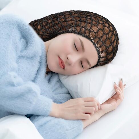 3 PCS Crochet Hair Net ، Hair Hair Net Net Mesh Crochet Hairs Wrap treatable Hairs Nets Cap Rheon Rheon Snood Caps Caps Areusable Swastic Shower Caps للنساء للنوم (الأسود) in Kuwait