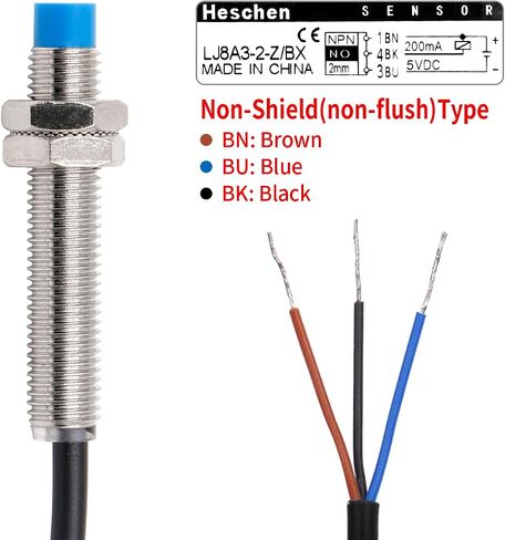 M8 مفتاح مستشعر القرب الاستقرائي ، نوع غير درع ، LJ8A3-2-Z/BX-DC5V ، كاشف 2MM ، 5VDC 200MA ، NPN مفتوح عادة (لا) ، 3 سلك in Saudi Arabia