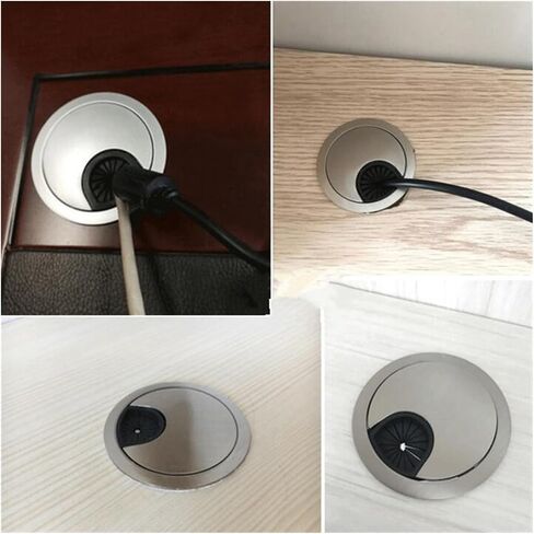 Desk Hole Cover Table Cable Grommet, 2pcs Zinc Alloy Wire Hole Cover Computer Desk Cable Grommet Hole Outlet Port Winder Holder Organizer Furniture Hardware(B,80mm)(A,60mm) in Saudi Arabia