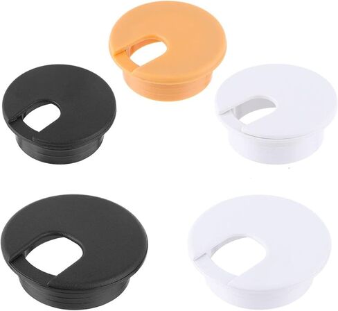 Desk Hole Cover Table Cable Grommet, 35/50mm ABS Wire Hole Covers Grommet Cable Hole Cover Furniture Hardware Plastic Line Holder for Computer Desk Table(White-50mm)(Black-50mm) in Saudi Arabia