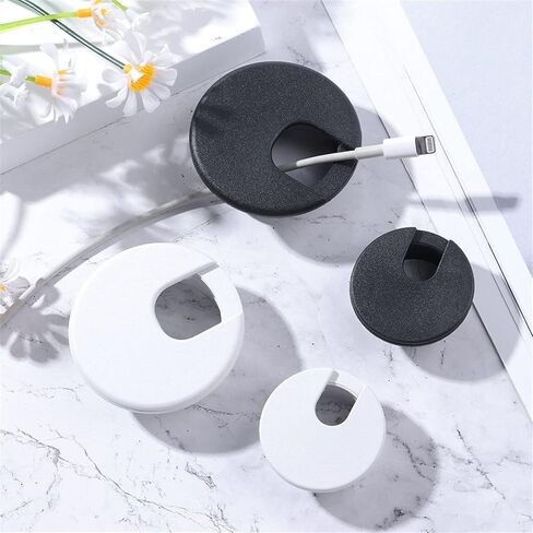 Desk Hole Cover Table Cable Grommet, 35/50mm ABS Wire Hole Covers Grommet Cable Hole Cover Furniture Hardware Plastic Line Holder for Computer Desk Table(White-50mm)(Black-50mm) in Saudi Arabia