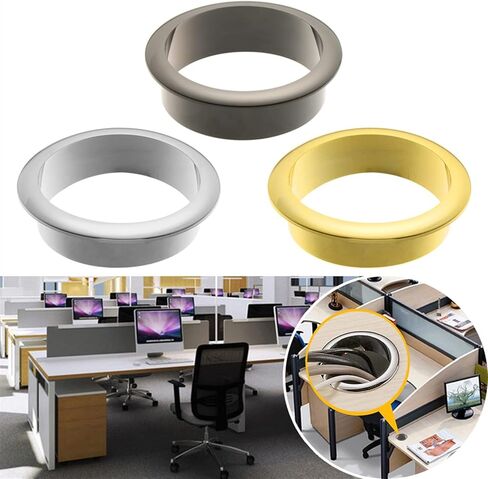 Desk Hole Cover Table Cable Grommet, 2pcs 25-80MM Round Cable Wire Hole Cover Line Box Cable Grommets Office Computer Desk Outlet Port Wire Rack Furniture Hardware(A,50mm)(Beige,35mm) in Saudi Arabia