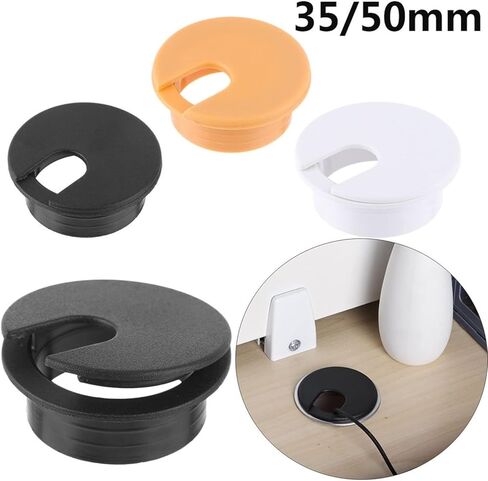 Desk Hole Cover Table Cable Grommet, 2pcs 35/50mm Wire Hole Cover Computer Grommet Desk Table Cable Fastener Line Box Cable Clamp Buckle Line Tidy Storage Holder Hardware(White-35mm)(White-35mm) in Saudi Arabia