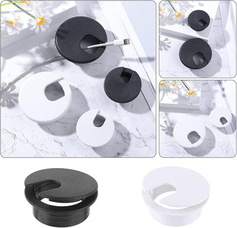 Desk Hole Cover Table Cable Grommet, 2pcs 35/50mm Wire Hole Cover Computer Grommet Desk Table Cable Fastener Line Box Cable Clamp Buckle Line Tidy Storage Holder Hardware(White-35mm)(White-35mm) in Saudi Arabia