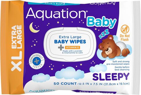 Aquation Baby XL Scrubby Wipes – Extra Large 12.5x7.5" Scrubbing Dot Textured Wipes with Vitamin E – Hypoallergenic, Dermatologist Tested, Gentle Care (25 CT, 6 Pack, 150 Total) in Kuwait