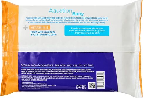 Aquation Baby XL Scrubby Wipes – Extra Large 12.5x7.5" Scrubbing Dot Textured Wipes with Vitamin E – Hypoallergenic, Dermatologist Tested, Gentle Care (25 CT, 6 Pack, 150 Total) in Kuwait