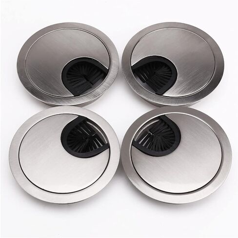 Desk Hole Cover Table Cable Grommet, 68 mm Metal Chrome Round Grommet - Desk Cable Tidy Insert PC Wire Hole - for Desk, Desktops, Office - Set of 4 in Saudi Arabia