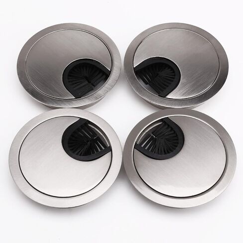 Desk Hole Cover Table Cable Grommet, 68 mm Metal Chrome Round Grommet - Desk Cable Tidy Insert PC Wire Hole - for Desk, Desktops, Office - Set of 4 in Saudi Arabia