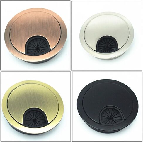 Desk Hole Cover Table Cable Grommet, 5PCS/LOT Computer Grommet Table Cable Outlet Furniture Hardware Zinc Alloy Desk Wire Hole Cover(Black,60mm)(Brush,50mm) in Saudi Arabia
